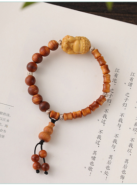 新中式四不小佛陈化崖柏珠手串
