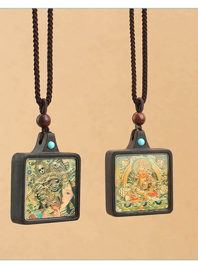 生肖守护神圆形小唐卡吊坠项链
