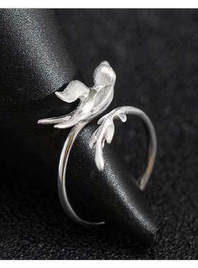 S925银飞燕柳枝开口指环