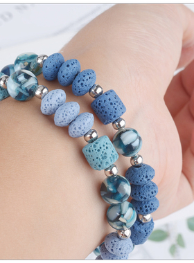 多巴胺配色彩色火山石扩香手串