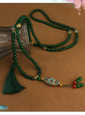 玻璃烤漆圆珠长款可斜跨项链