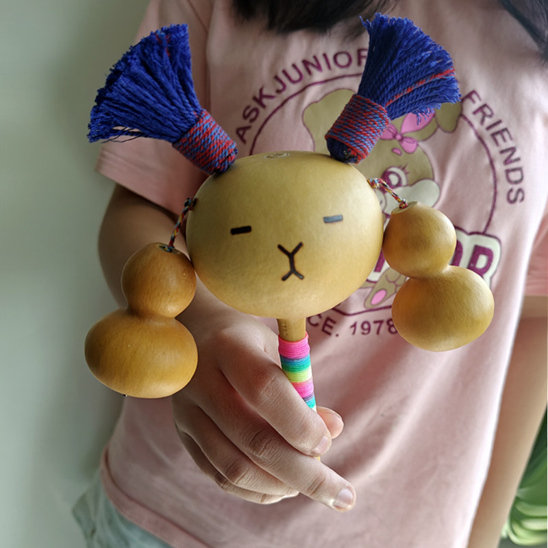 纯天然葫芦手工制作可爱笑脸拨浪鼓宝宝安抚玩具安全可啃咬无涂料,淘宝优惠券,粉丝福利购,淘宝优惠卷