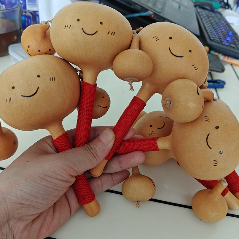 纯天然葫芦手工制作可爱笑脸拨浪鼓宝宝安抚玩具安全可啃咬无涂料,淘宝优惠券,粉丝福利购,淘宝优惠卷