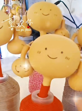 纯天然葫芦手工制作可爱笑脸拨浪