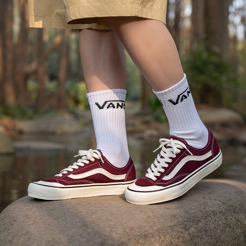 【狂欢节】Vans范斯官方 Style 136 VR3 SF勃艮第红侧边条纹板鞋 - 图2