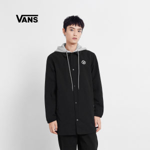 Vans范斯 男子教练夹克外套 中长款运动休闲黑色JACKET官方正品