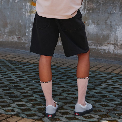 Vans范斯官方 女子纯棉梭织短裤黑色牛仔水洗运动休闲裤 - 图0