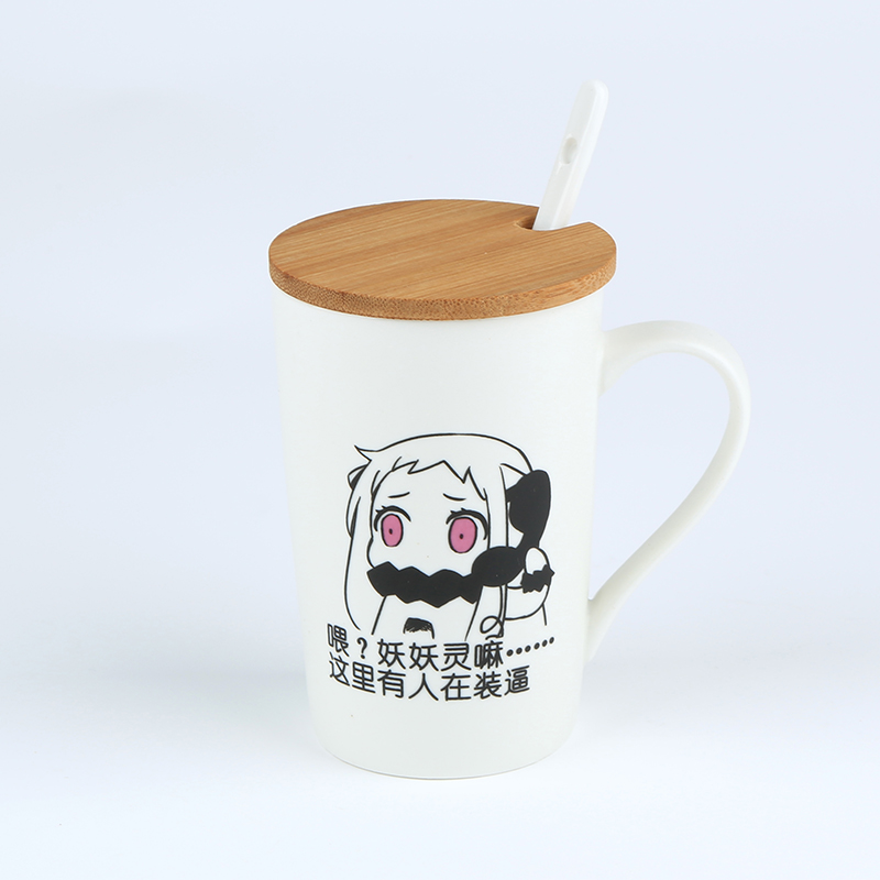 二次元马克杯 北方栖姬杯子动漫水杯陶瓷表情包茶杯带盖带勺周边 - 图2