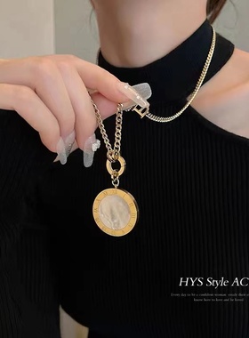 新款长款毛衣链罗马数字项链