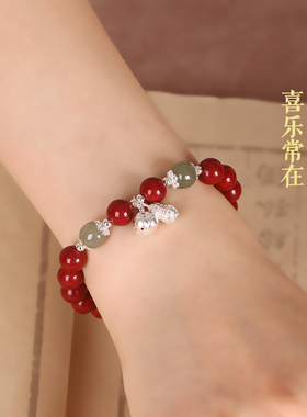 好柿花生正品天然朱砂手串女款纯银手链轻奢送女友礼物官方旗舰店