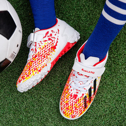 正品姆巴佩猎鹰儿童足球鞋男童小学生魔术贴tf碎钉C罗足球训练鞋 - 图0