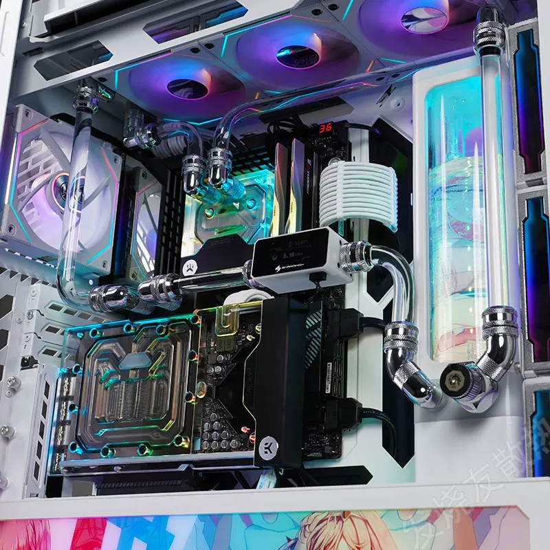 Объятия друга Вода Холодная | ASUS Createion God GR701 жесткая трубка EK разрезанная водяная холодная 13900+RTX4090 теплоотвод