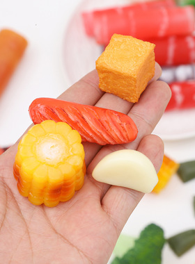 仿真火锅食材道具仿真蔬菜西蓝花玉米海带结香菇羊肉卷装饰摆件