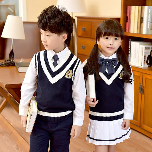 幼儿园园服春秋季英伦学院风校服男女童装毛衣老师套装小学生班服 - 图0