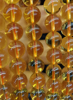 情侣压电黄水晶圆珠串珠饰品DIY