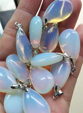 情侣人造蛋白石水滴吊坠项链