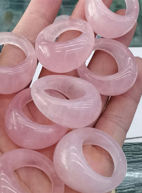 粉水晶大头戒指鹅头扳指