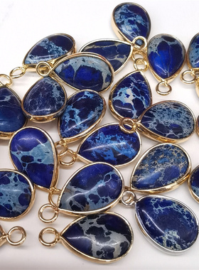 天然石帝皇松彩色水滴形吊坠