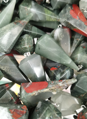 天然水晶青金东陵玉六面圆锥吊坠