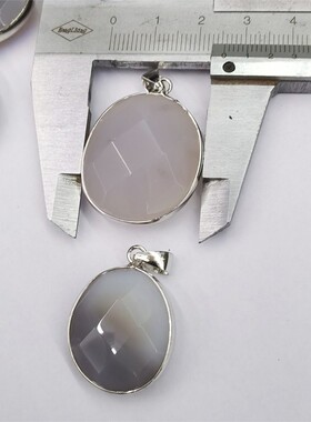 情侣玛瑙切角包边项链吊坠半宝石