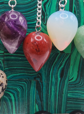 水晶虎石圆锥灵摆件宝石