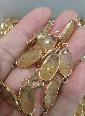 天然石粉晶拉长石双吊配件DIY