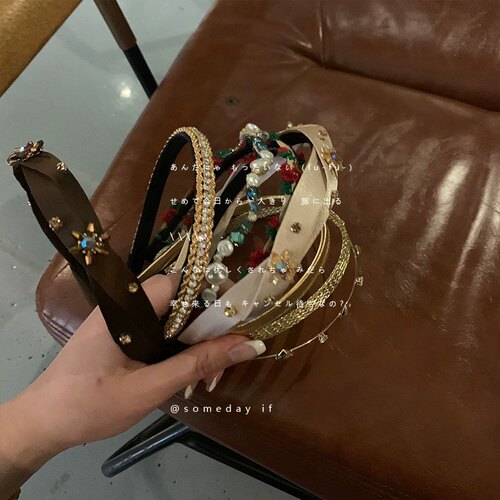 Chris 富家复古小众发箍女秋冬百搭外出显脸小头箍减龄发饰品头饰 - 图1