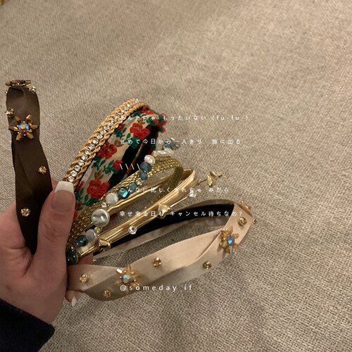 Chris 富家复古小众发箍女秋冬百搭外出显脸小头箍减龄发饰品头饰 - 图2