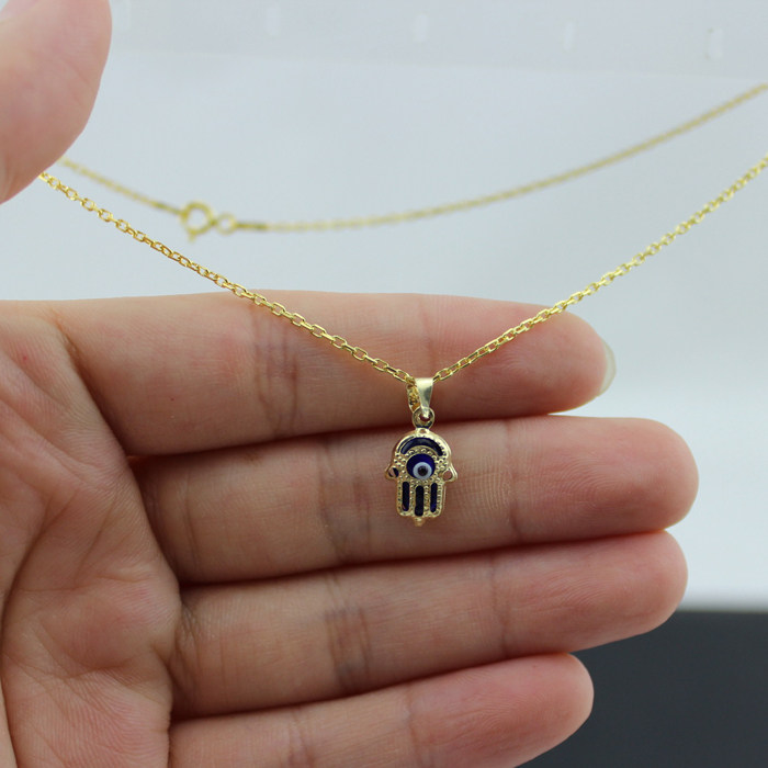 土耳其进口蓝眼睛14k金吊坠女项链 LUCKYMOJO土耳其进口饰品项链