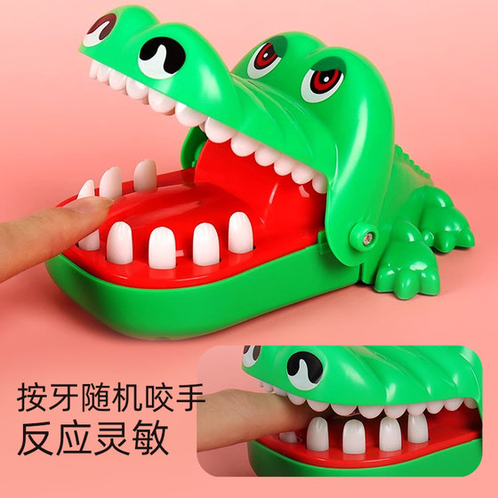 Finger biting little crocodile children dinosaur big shark mouth