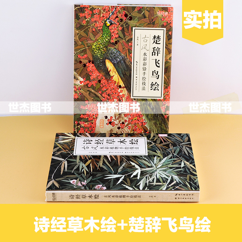 现货 全2册 诗经草木绘+楚辞飞鸟绘 介疾著 绘经典彩色铅笔画手绘技法植物鸟类绘画教程基础绘画书艺术临摹水彩画画册画集湖北美术 - 图2