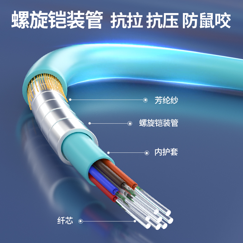 诺可信（Nokoxin）铠装MPO-MPO光纤跳线母头多模8芯12芯 OM3/OM4集束光模块跳线 - 图0