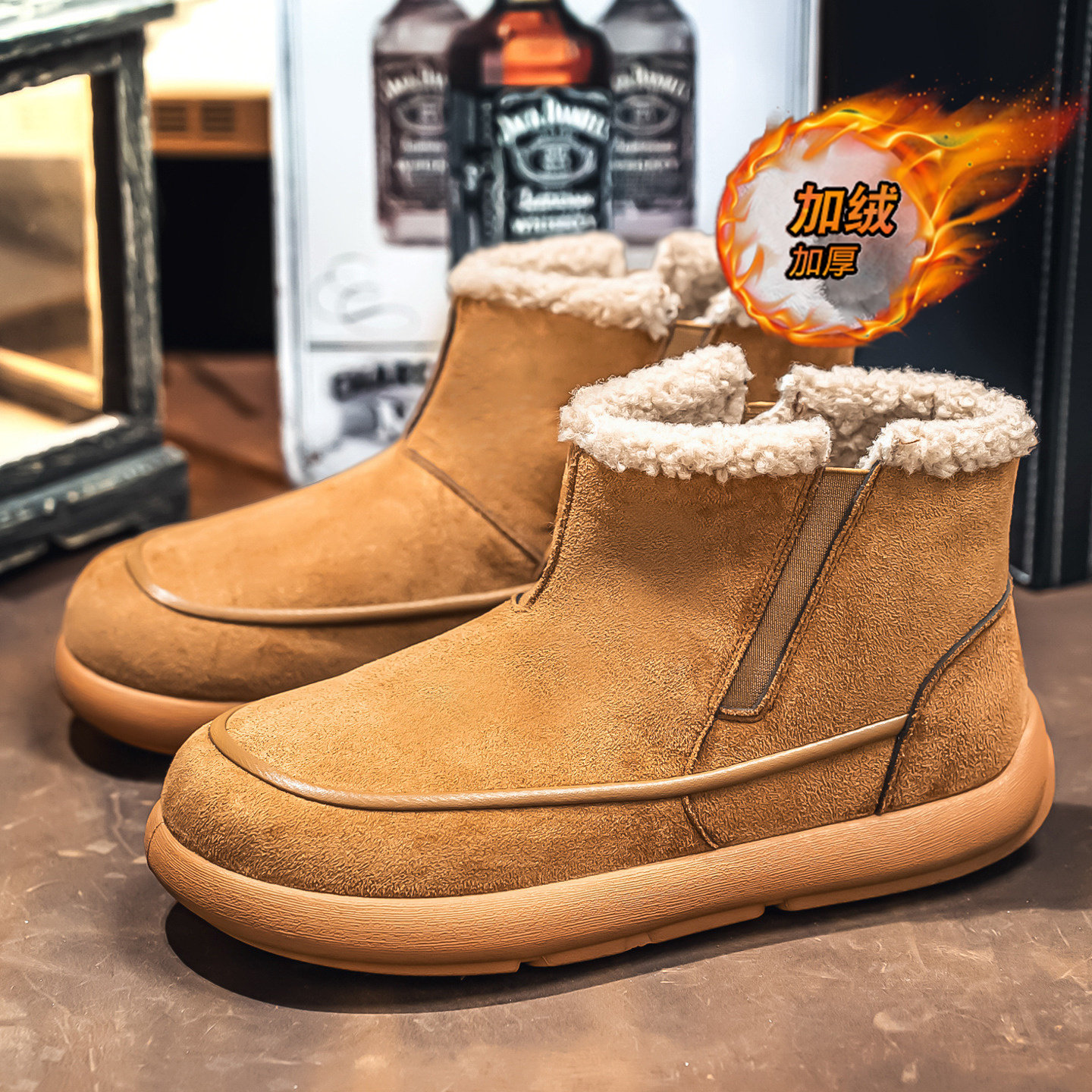 棉鞋男款冬季户外防寒加绒保暖翻毛皮棉靴男士厚底防滑勃肯雪地靴,淘宝优惠券,粉丝福利购,淘宝优惠卷