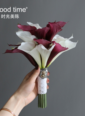 马蹄莲手捧花仿真花紫新娘结婚