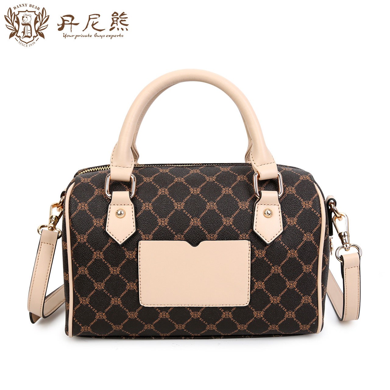 丹尼熊手提女小新款菱格波士顿包 丹尼熊箱包女士包袋