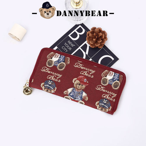 丹尼熊单拉链钱包长款女多卡位钱夹轻薄精致小熊针织钱包3822010 - 图2