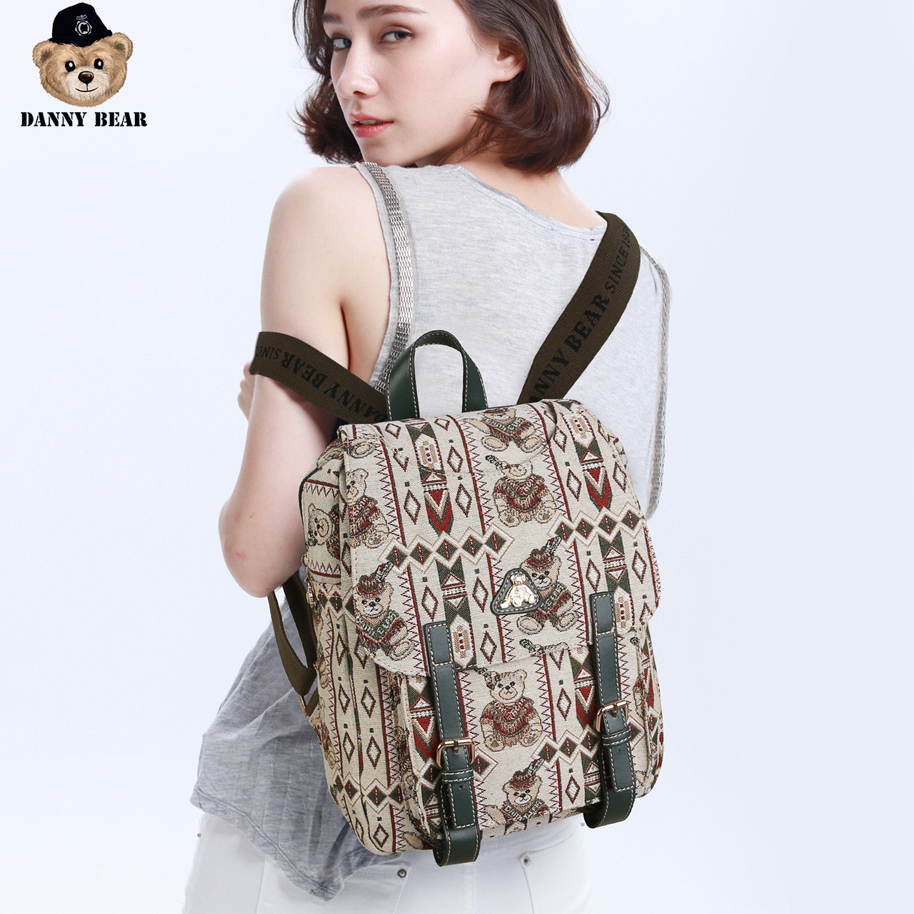 丹尼熊精灵熊女包复古童真双肩包 丹尼熊箱包双肩背包