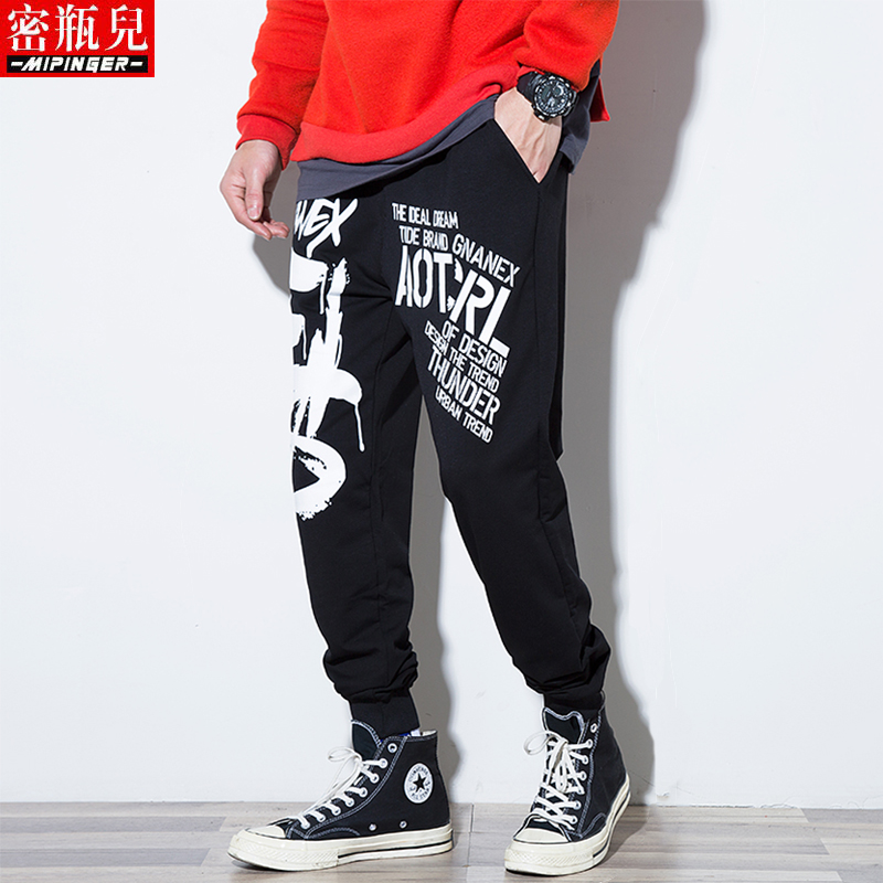 Sports pants for men, loose fitting spring pants for men, overweight and enlarged pants for men, Korean version trend, large size casual pants for men