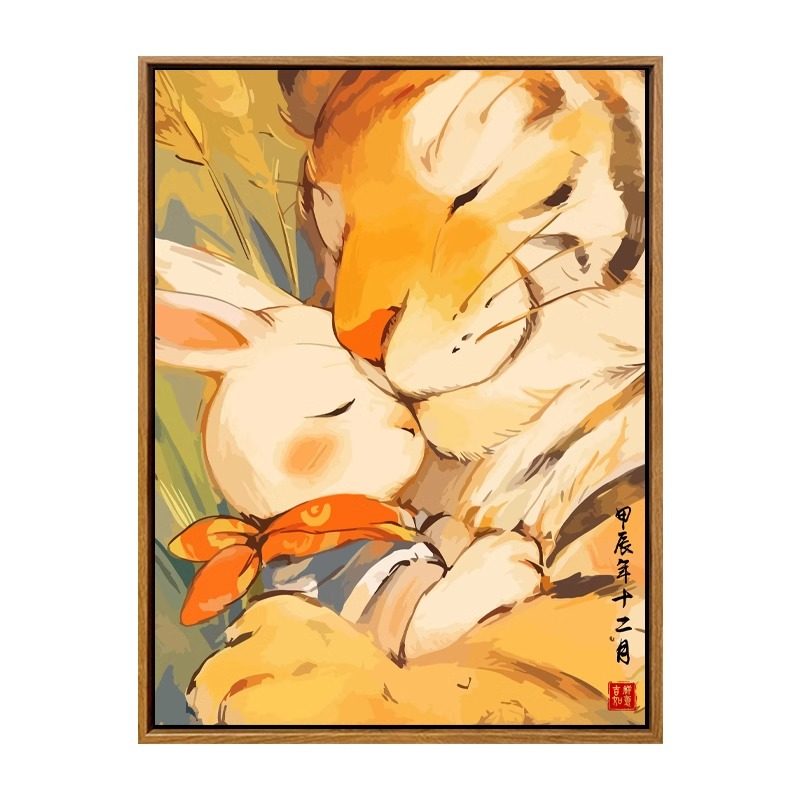 国风十二生肖数字油画diy手工绘填充涂色亲子抱抱丙烯油彩装饰画,淘宝优惠券,粉丝福利购,淘宝优惠卷