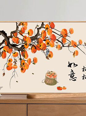 柿柿如意数字油画diy填涂色手工绘锦鲤好寓意客厅丙烯油彩装饰画