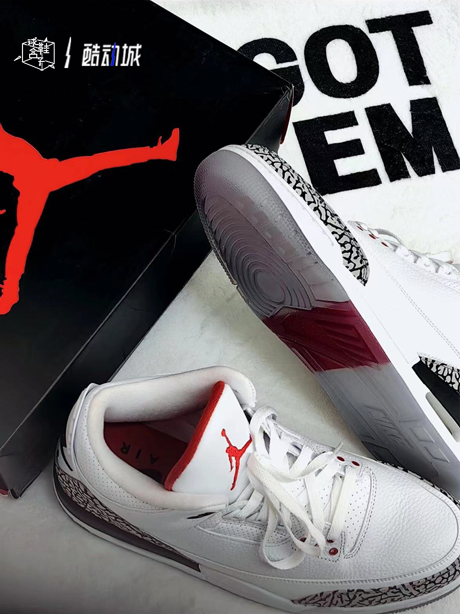 Air Jordan 3 AJ3 白水泥 爆裂纹 复古中帮男子篮球鞋 DN3707-100 - 图0