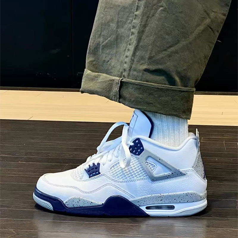 Air Jordan 4 AJ4白蓝午夜蓝泼墨复古篮球鞋 DH6927-408452-140-图0