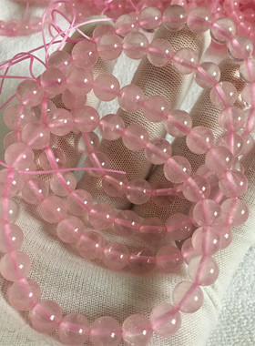 粉水晶手链女玛瑙玉髓翡翠玉石散珠子马达加斯加粉晶手串配件