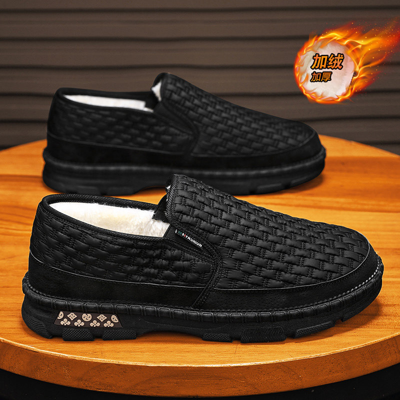男鞋冬季加绒加厚保暖二棉鞋一脚蹬老北京布鞋软底工作黑色豆豆鞋,淘宝优惠券,粉丝福利购,淘宝优惠卷