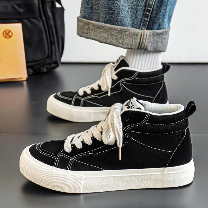 高帮男鞋2025新款潮流百搭休闲中帮板鞋青少年厚底内增高运动潮鞋,淘宝优惠券,粉丝福利购,淘宝优惠卷