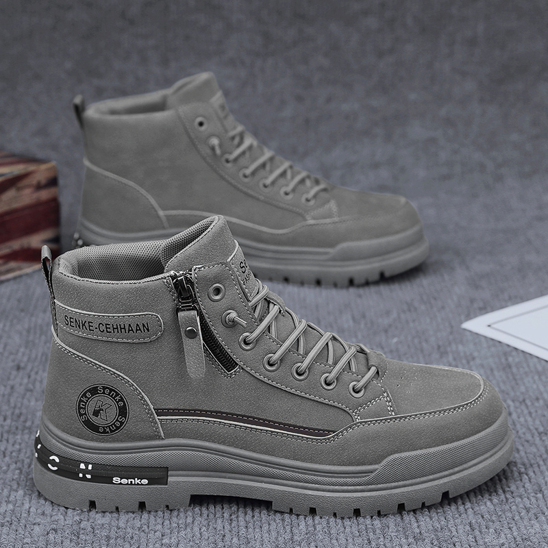 马丁靴男高帮冬季棉鞋英伦风复古户外登山防水防滑工作劳保工装靴 - 图1