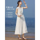 XWI Xinwei seaside resort style modal sleeveless dress women's summer waist slimming white skirt