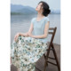 XWI XWI Xinwei seaside resort style knitted T-shirt printed skirt suit women's summer light spring style complete set