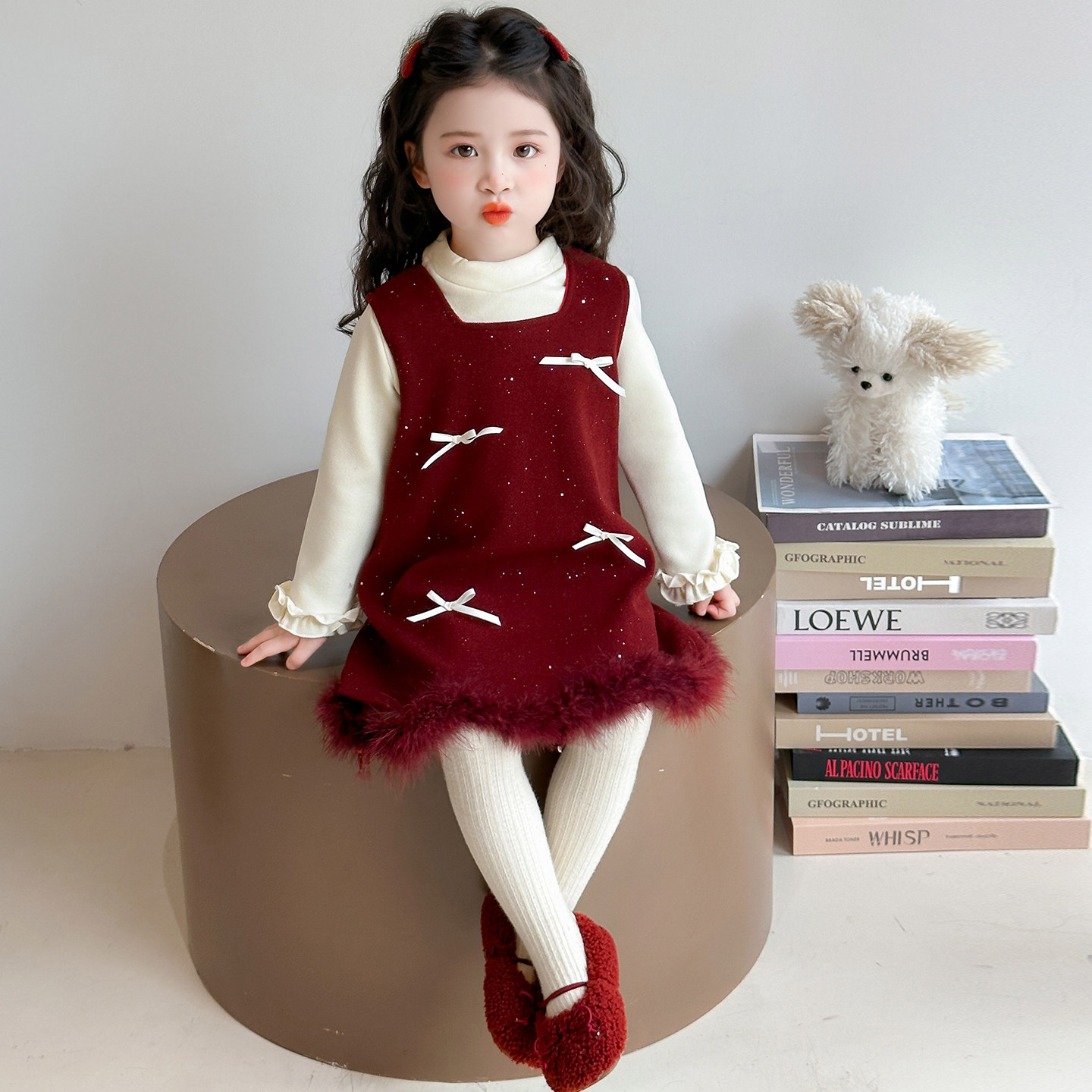 女童连衣裙亮片儿童秋冬季拜年服过年衣服新年红色女宝宝裙子冬装,淘宝优惠券,粉丝福利购,淘宝优惠卷