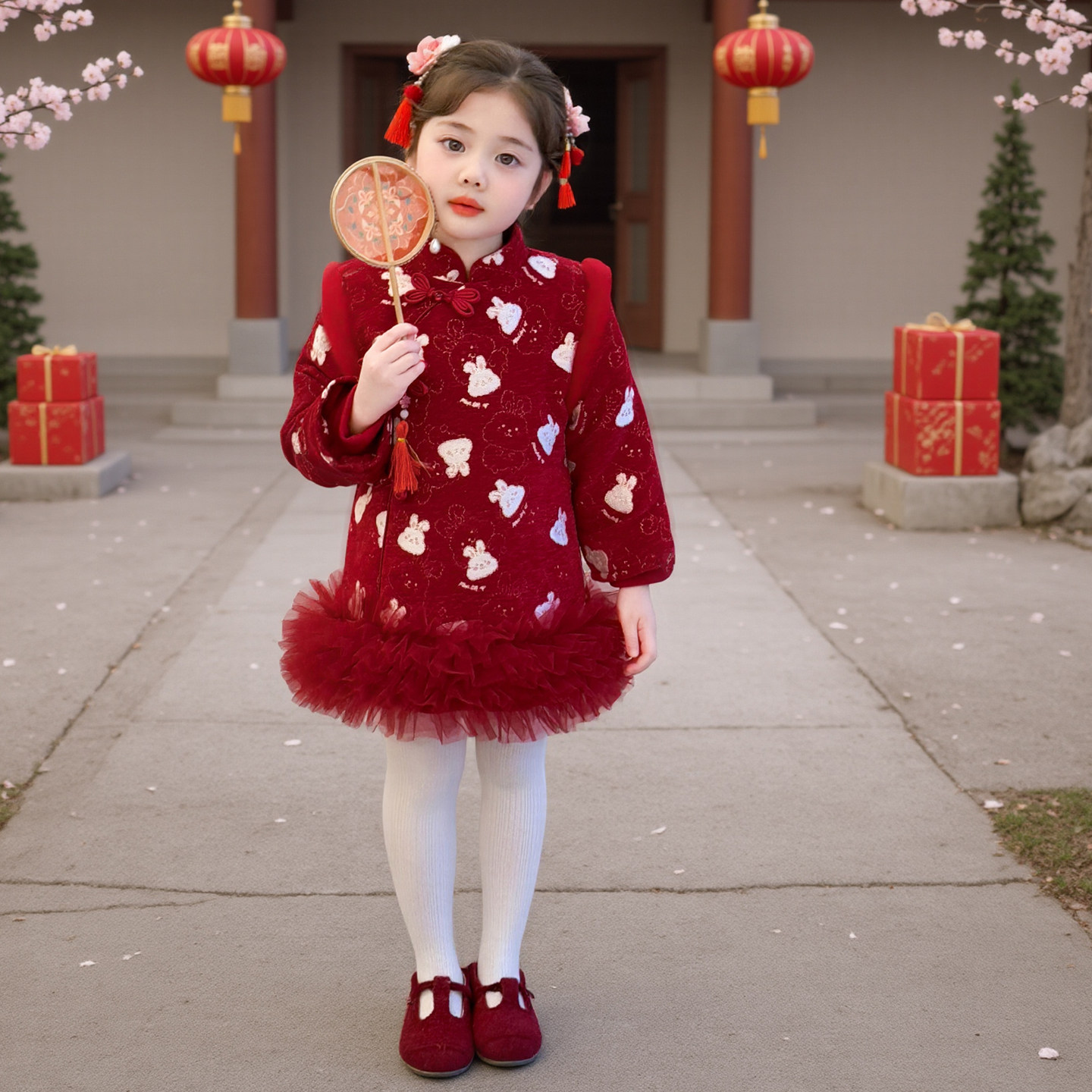 女童连衣裙冬季2025新款儿童宝宝新年装喜庆中国风旗袍裙子拜年服,淘宝优惠券,粉丝福利购,淘宝优惠卷